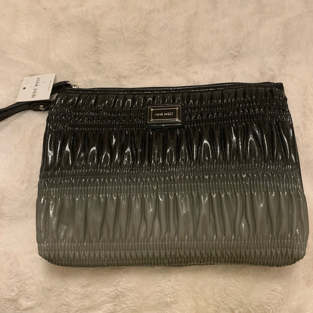 Nine West Grey and black patent wristlet